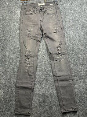 Frame Denim Jeans Womens 24 Skinny Gray Cotton Stretch Distressed Pockets Thrash